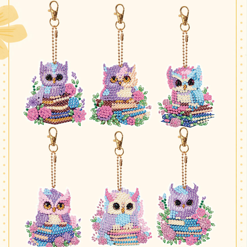 5/6Pcs DIY Diamond Painting Keychain Butterfly Owl Diamond Art