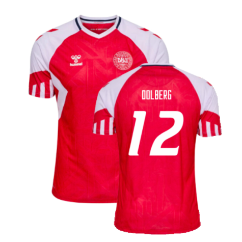 Denmark Kasper Dolberg 12 Home Shirt Kit 2023-2024