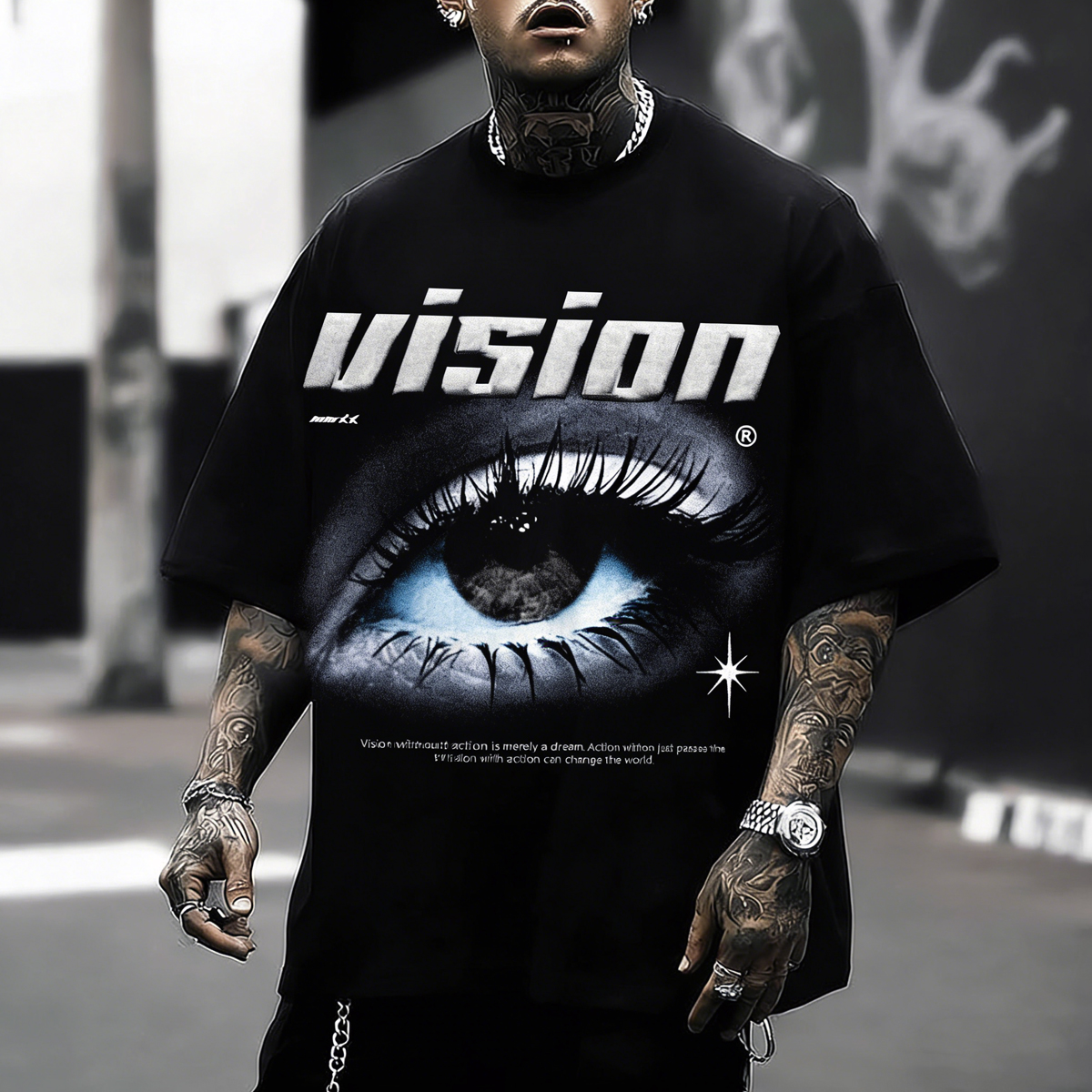 Cotton Eye Print Oversized Tee