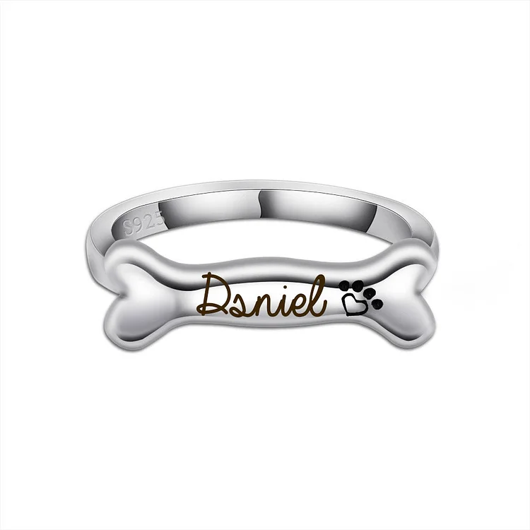 Personalized Bone Shaped Name Ring in 925 silver
