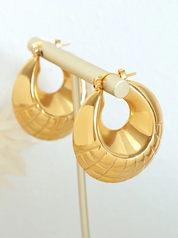 Geometric Pleated Pure Color Earrings Accessories
