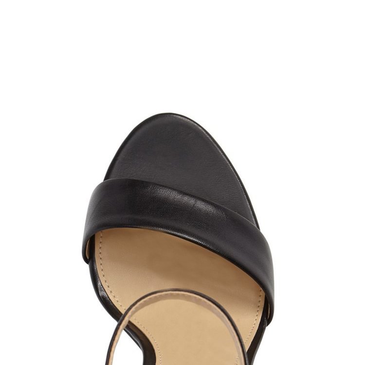 Black Ankle Strap Sandals Open Toe Block Heels for Office Ladies |FSJ Shoes