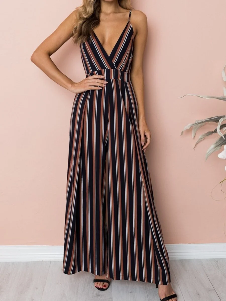 Sexy V-neck Printing Sling Jumpsuits