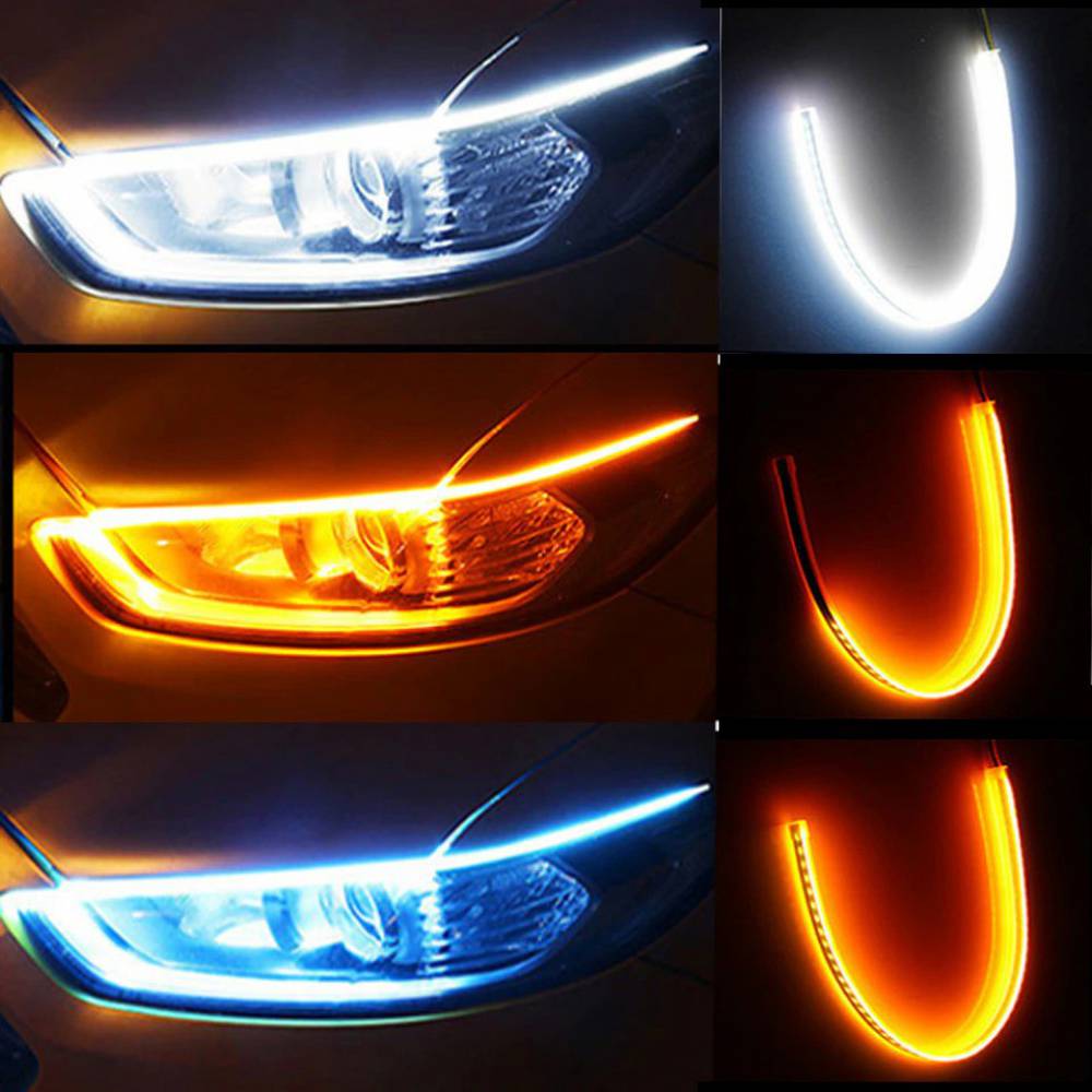 Pc Newest Cars Drl Led Daytime Running Lights Auto Flowing Turn Signal