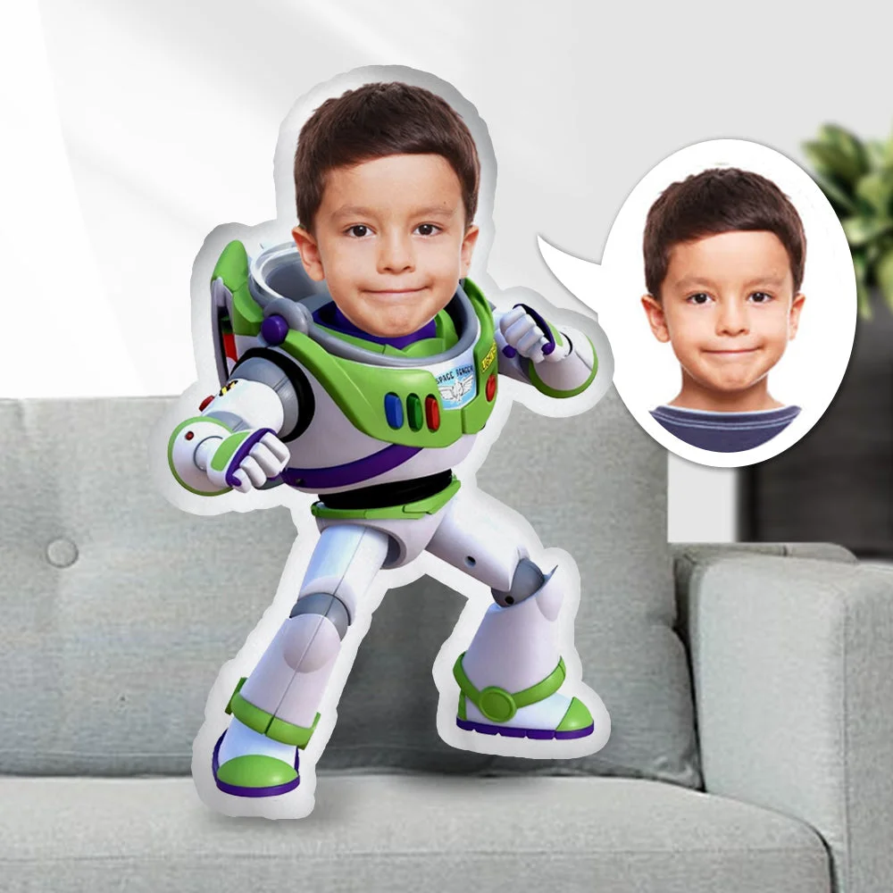 Face Pillow Doll Cartoon Pillow, Custom Minime Pillow Buzz Lightyear Fight Personalized Photo Pillow Gift