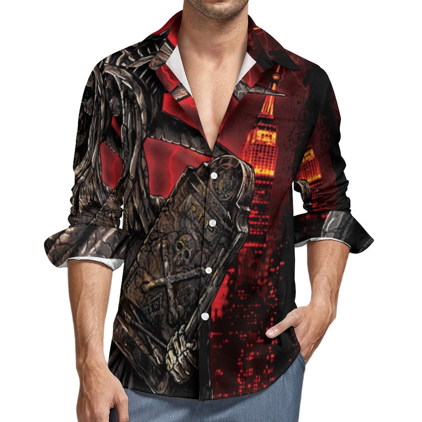 skeleton dress shirt Maceoo Fibonacci Till Death White