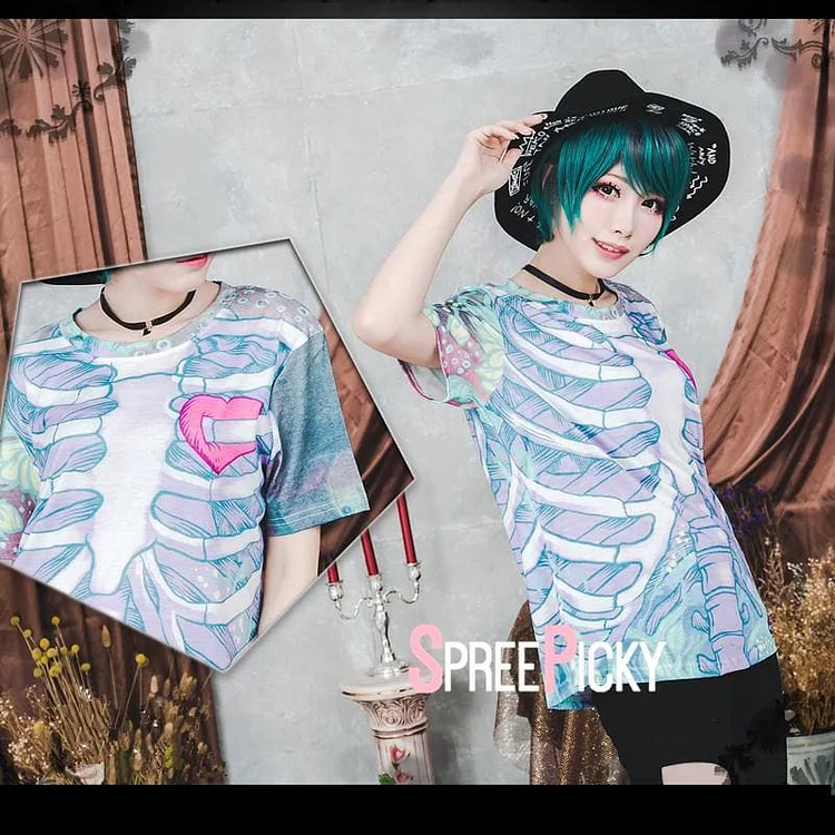Kawaii Punk 3D Skeleton Skull T-Shirt SP179934