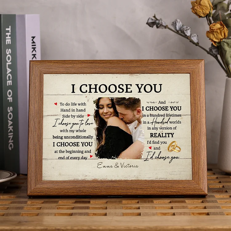 Couple Photo Frame Personalized Names I Choose You LED Light Shadow Box Romantic Gifts