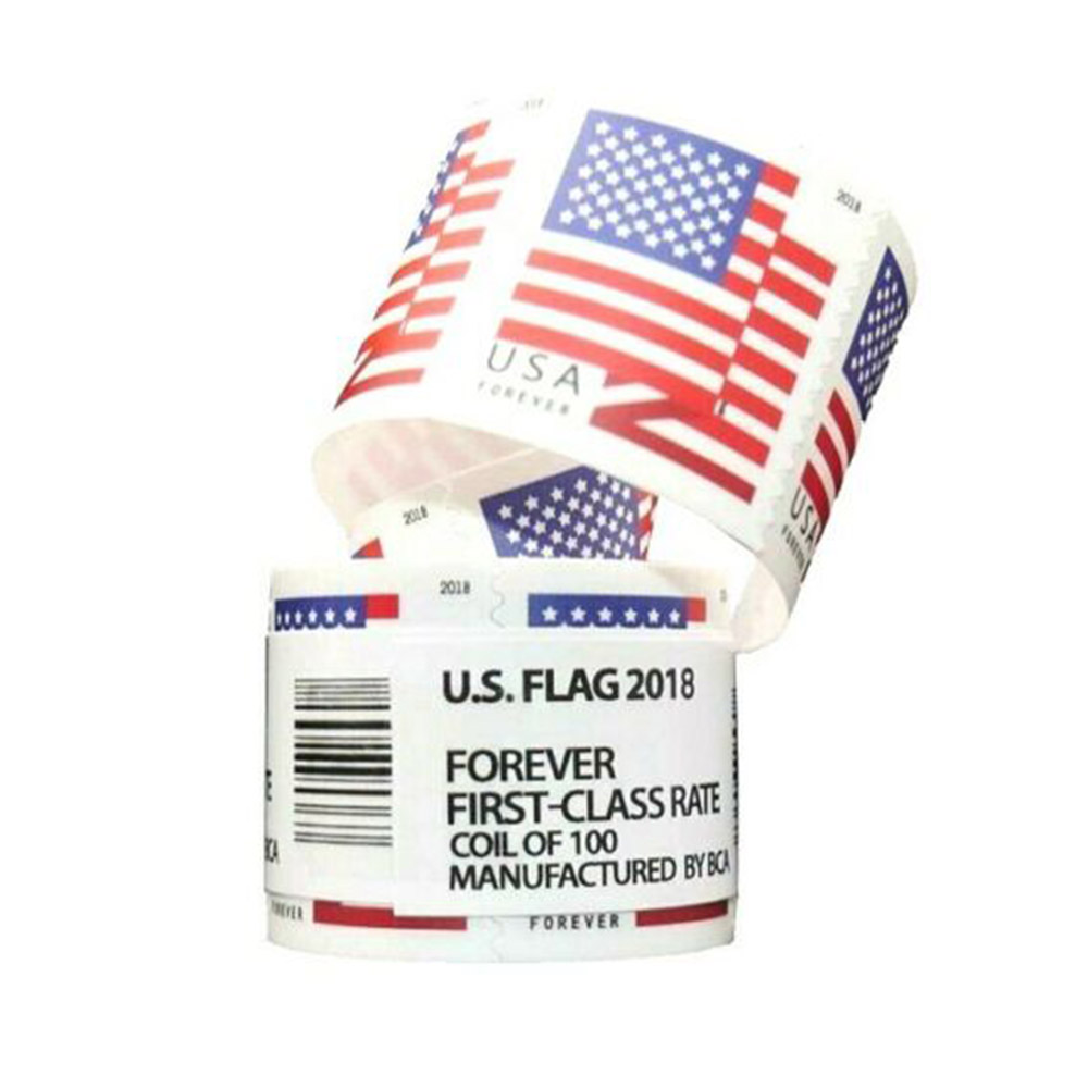 2019 US Flag Rolls Pack of 100 Self-stick Adhesive Stamps US Postal Service  Forever First Class Postage Mailing Stamps Invitation Wedding Celebration  Love Valentines Graduation Announcement Party