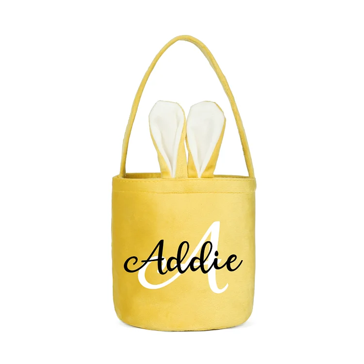 Personalized Bunny Tote Bag Customized with Name & Letter Bucket Bag Bunny Basket Easter Gifts
