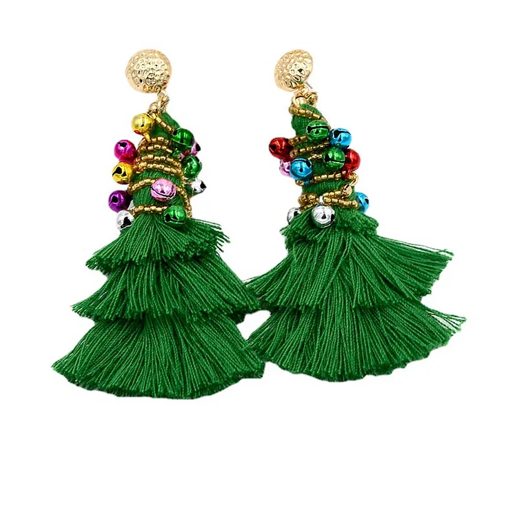 Colorful Bells Christmas Tree Tassel Stud Earrings