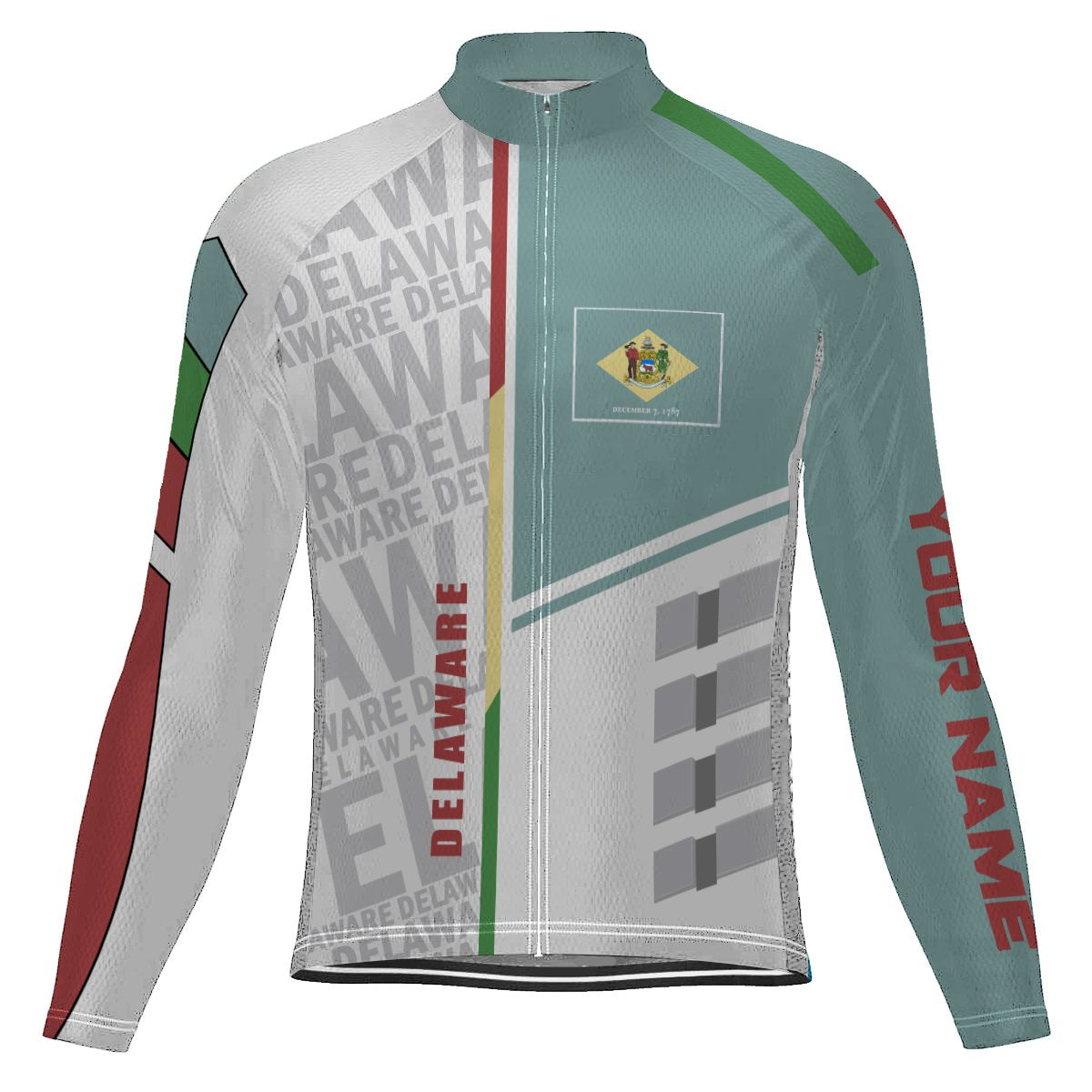 Customized Delaware Winter Thermal Fleece Long Sleeve Cycling Jersey for Men | captainssportss.com
