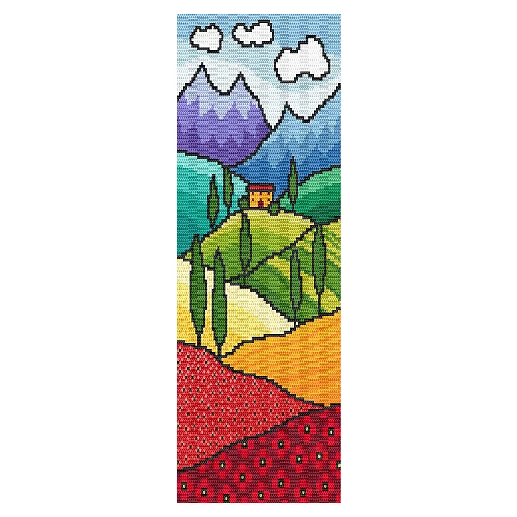 11CT Stamped Double-Sided Pastoral Bookmark Embroidery Kit 18x6cm for Book Lover gbfke
