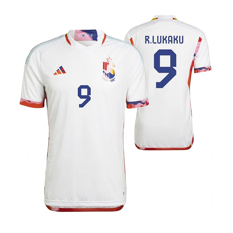 Belgium Romelu Lukaku 9 Away Shirt Kit World Cup 2022