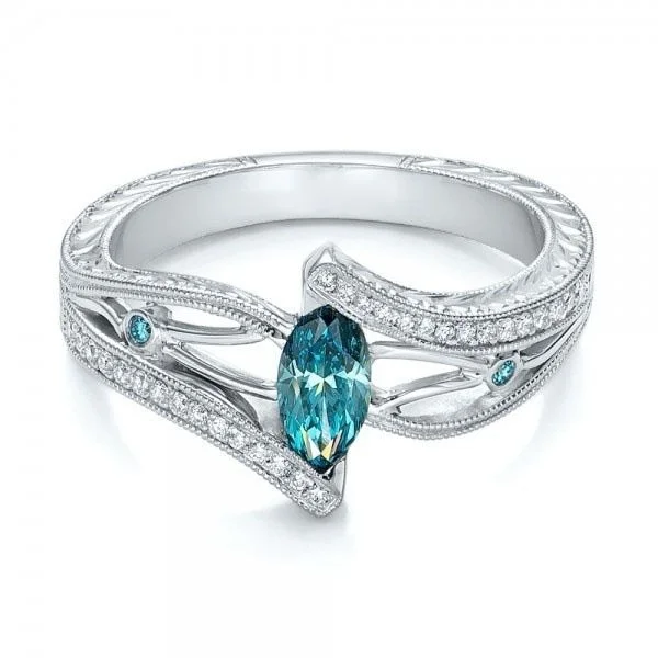 Natural Aquamarine Luxury Heart of the Ocean Ring