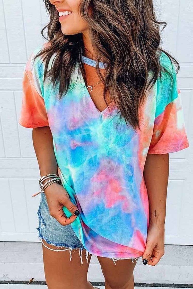 Round Neck Tie-dye Loose T-shirt
