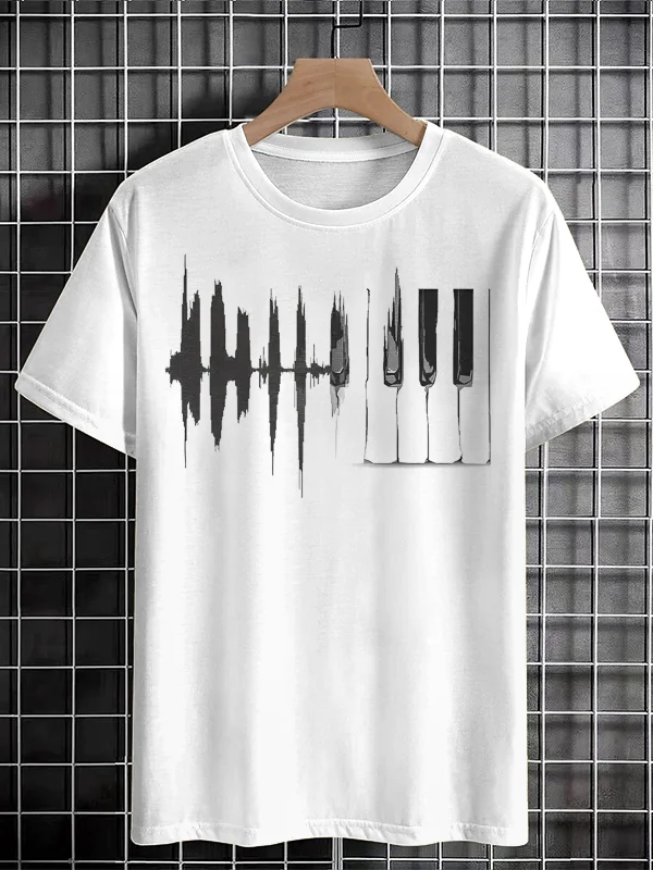 Men's Music Volume Art Print Cotton Casual T-Shirt