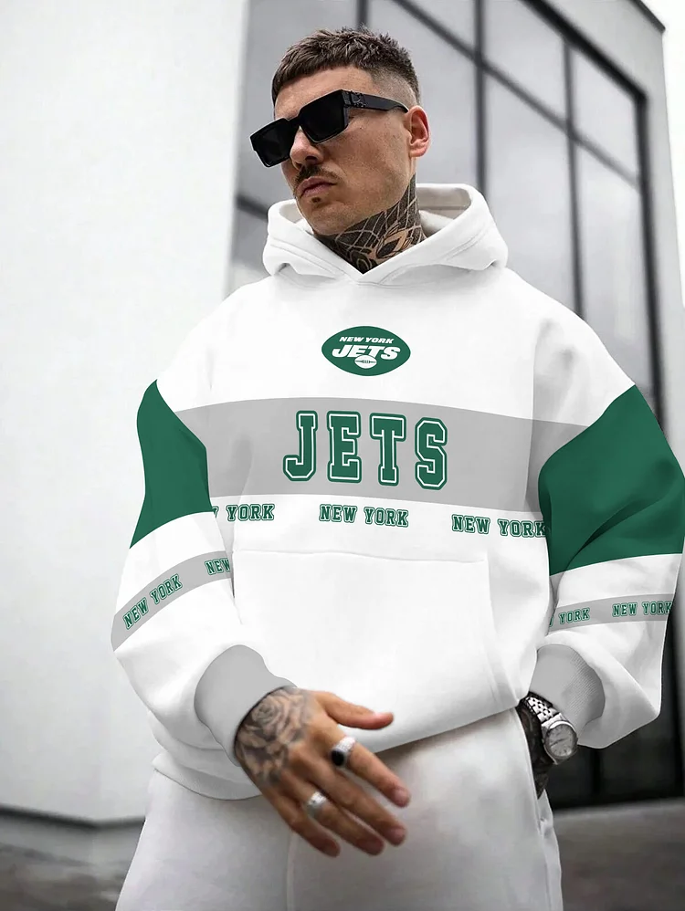 New York Jets  Printed Hooded Pocket Pullover Hoodie