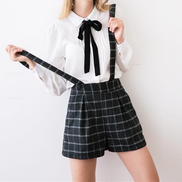 XS-L England Style Grids Strap Suspender Shorts SP154281
