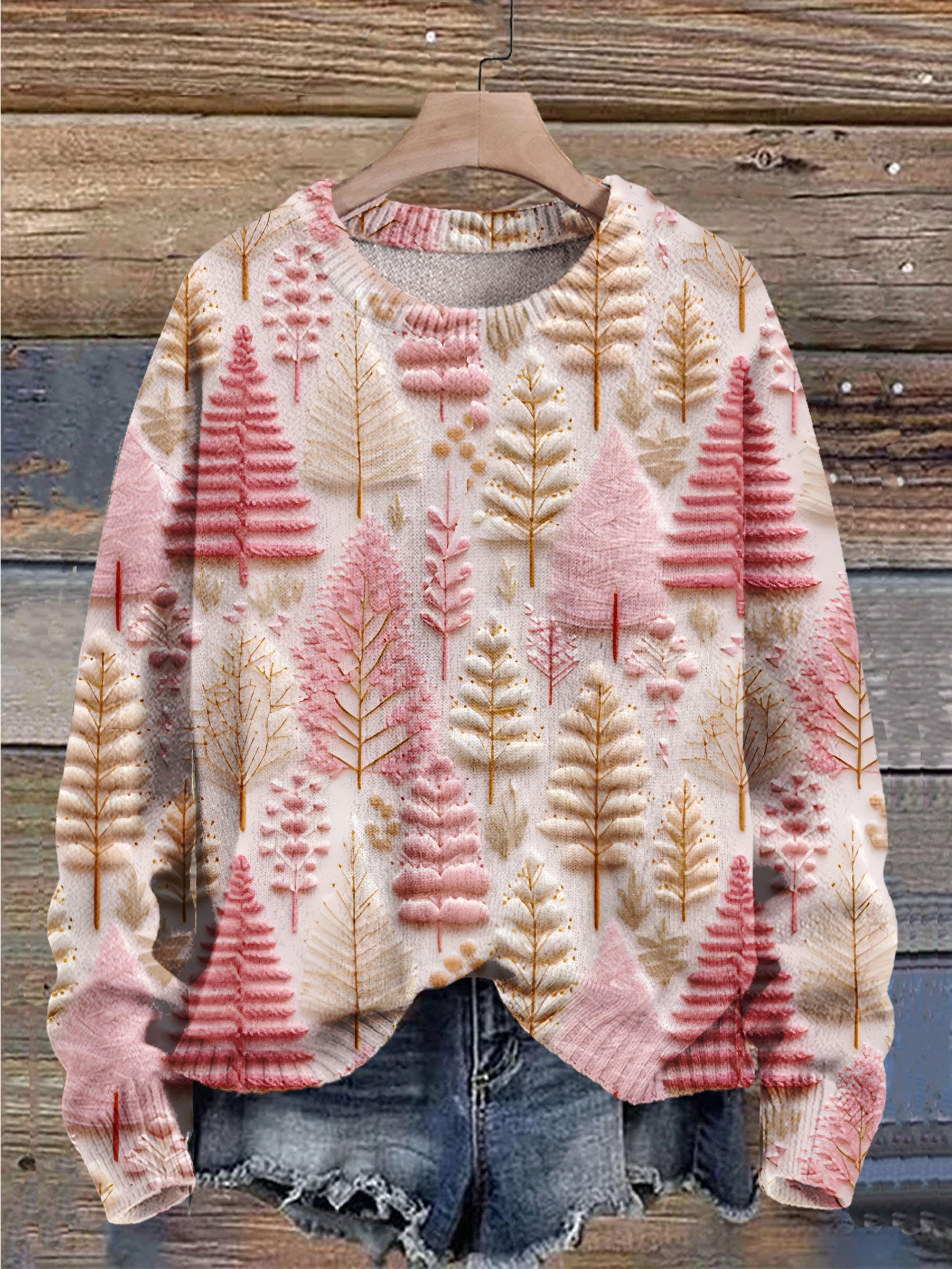 Christmas Gift Imitation Embroidery Christmas Tree Art Print Knit christmas-gift-imitation-embroidery-christmas-tree-art-print-knit