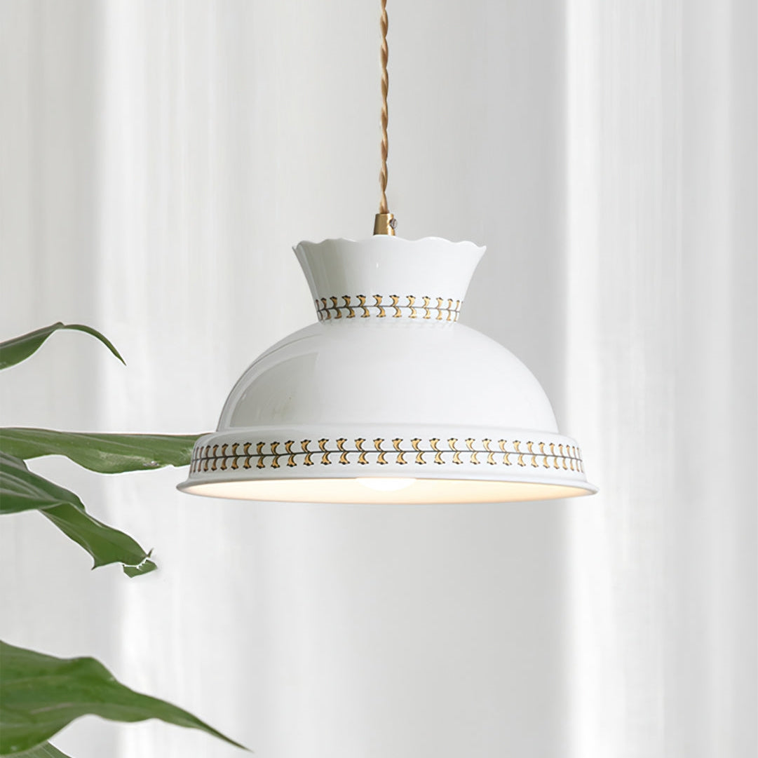 Modern Luminaire Hat-Shaped Ceramic Pendant Light