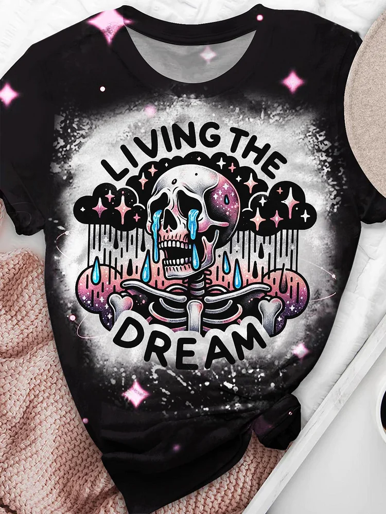 Living the Dream Print Crew Neck T-shirt