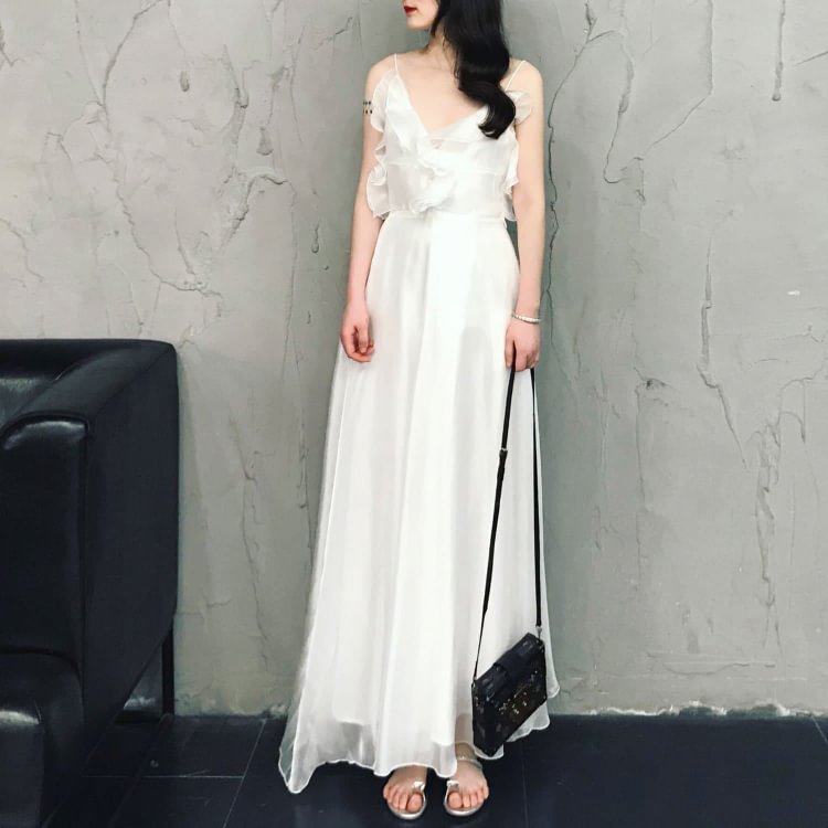 White Beach Long Dress, White Party Prom Dress