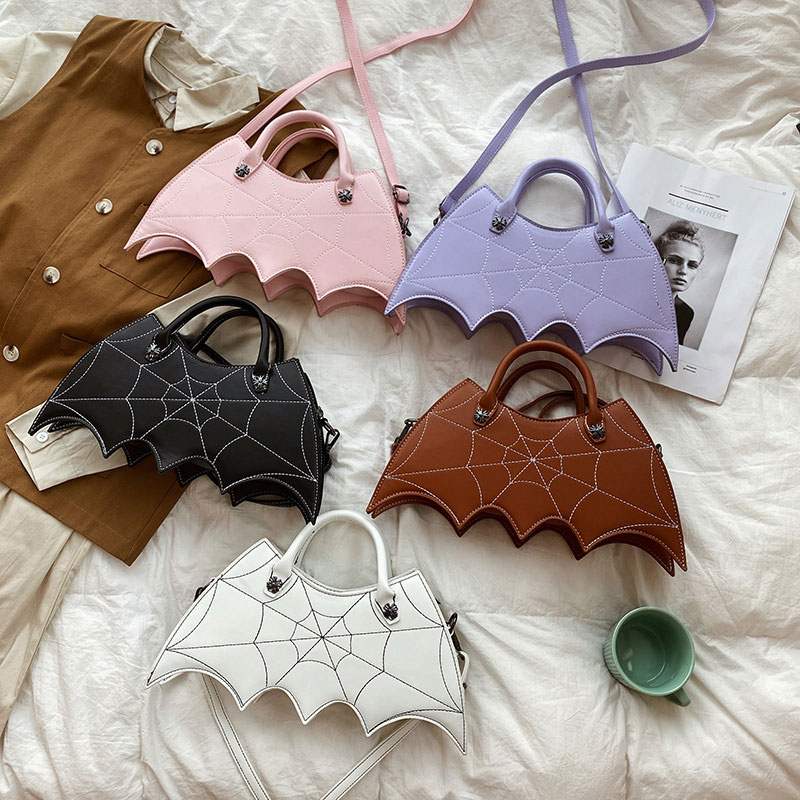 Spider Web Print Bat Irregular Crossbody Bag
