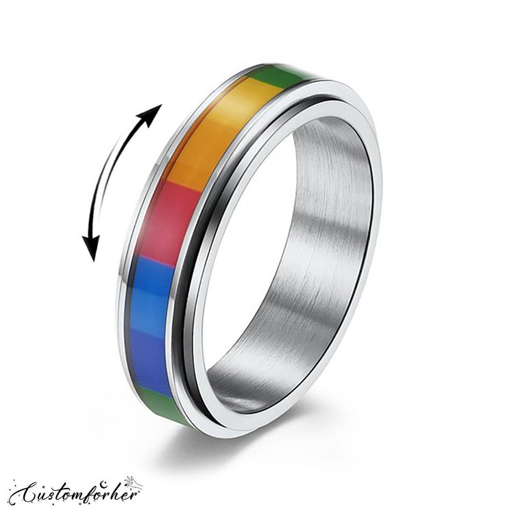 Rainbow Titanium Spinning Ring