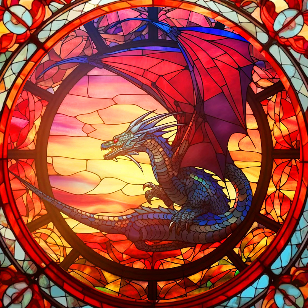 Stained Glass Dragon - Full Round - Diamond Painting (30*40cm)