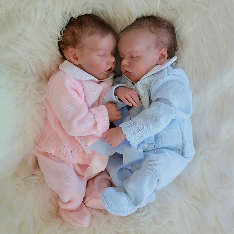  17'' Soft Reborn Baby Twins Boy and Girl Markers & Dabbly Truly Silicone Vinyl Body Newborn Doll - Reborndollsshop®-Reborndollshop®