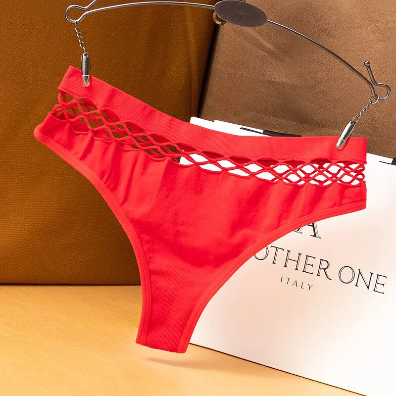 UEONG Women's Panties Sexy High-Waist Underwear Hollow Design G-Strings Thong Female High Elasticity Lingerie Fitness Underpants