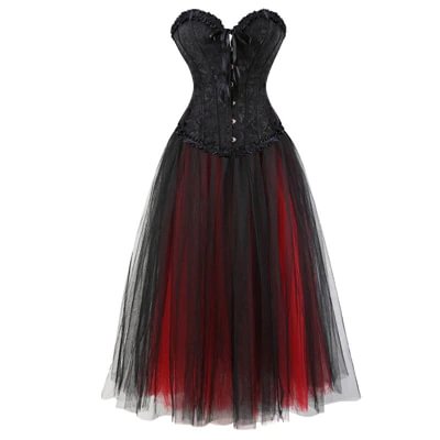 Plus Size Gothic Lace Up Corset Dress PE074