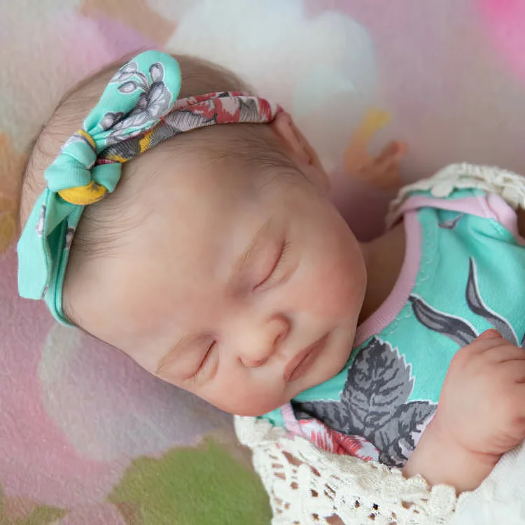  Heartbeat 💗& Coos 🔊 Handmade Baby Doll Girl Mae 20'' Realistic Soft Silicone Vinyl Reborn Asleep Baby Doll Set,Gift for Kids - Reborndollsshop®-Reborndollsshop®