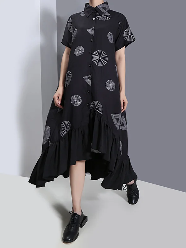 Urban Loose Ruffled Printed Maxi Dress