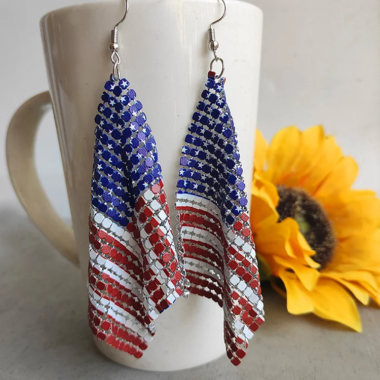 Earrings American Flag Metal Mesh VangoghDress