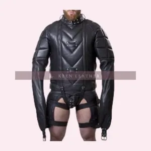 pornhint Pornhint Men's Leather Self Bondage Straight Jacket, Handmade Leather Bondage Furniture, Genuine Leather Bdsm Gear