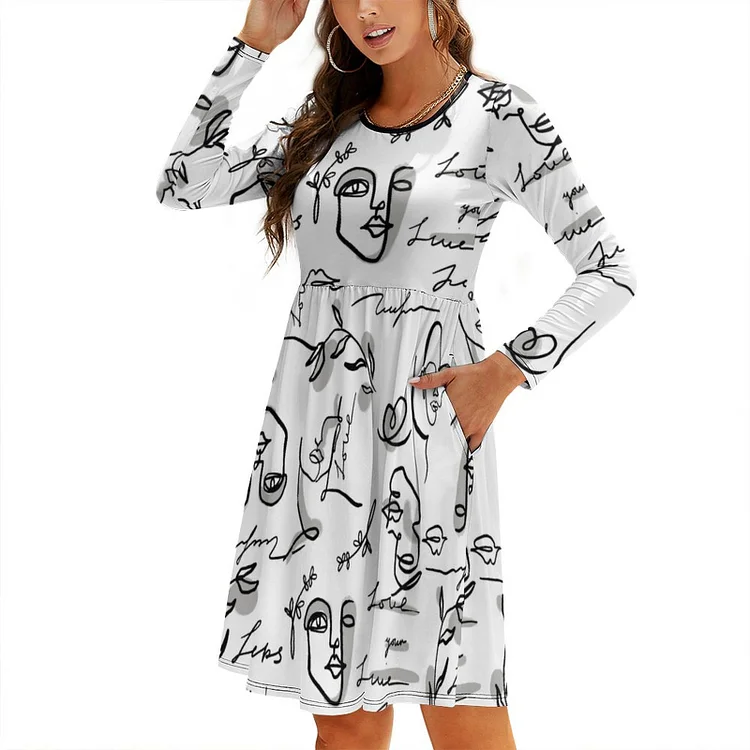 Personalized Women's Long Sleeve Dress Down with Pockets