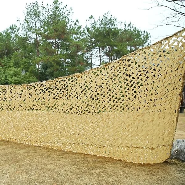 Beige Camo Netting Camouflage Net Bulk Roll Sunshade Mesh Blackout Sun Protection Net for Housing Shade, Theme Decoration