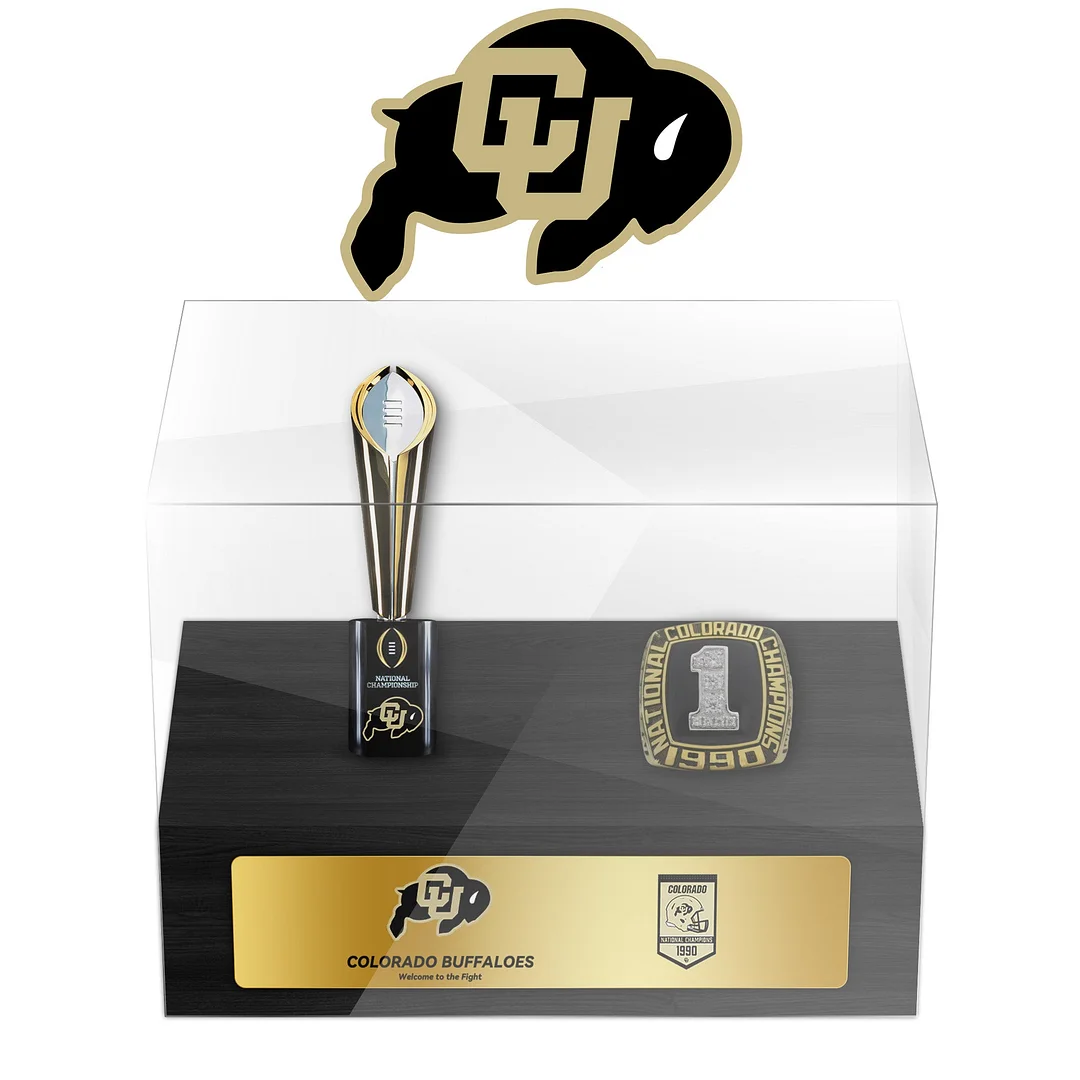Colorado Buffaloes College NCAA Football Championship Trophy And Ring Display Case