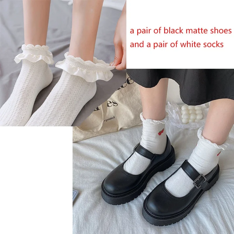 Canrulo lolita shoes mary janes Women's shoes School Student College Girl Student Sweet JK Uniform Mary Jane Shoes low heel women sandal