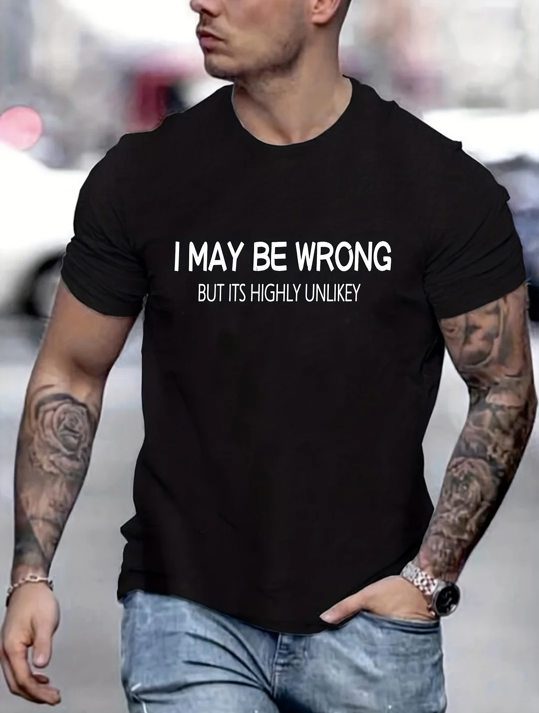 I May Be Wrong Print Men Slogan T-Shirt