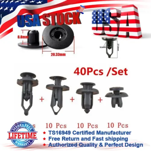 Dronehint 40PCS Car Rivet Push Pin Bumper Fender Retainer Trim Moulding Clips Parts (For: Audi Sport) Parts