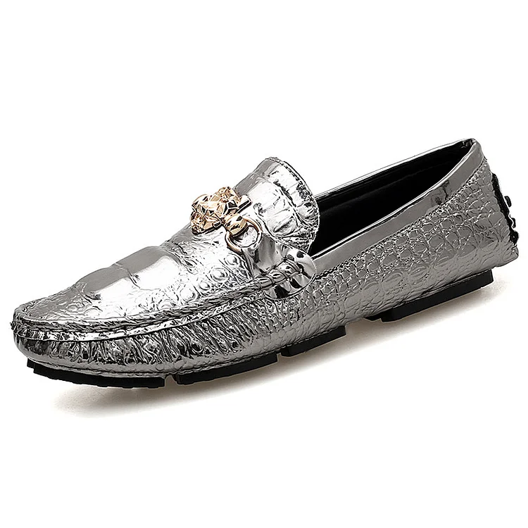 Men's Crocodile Loafer Split Leather Shoes  Stunahome.com