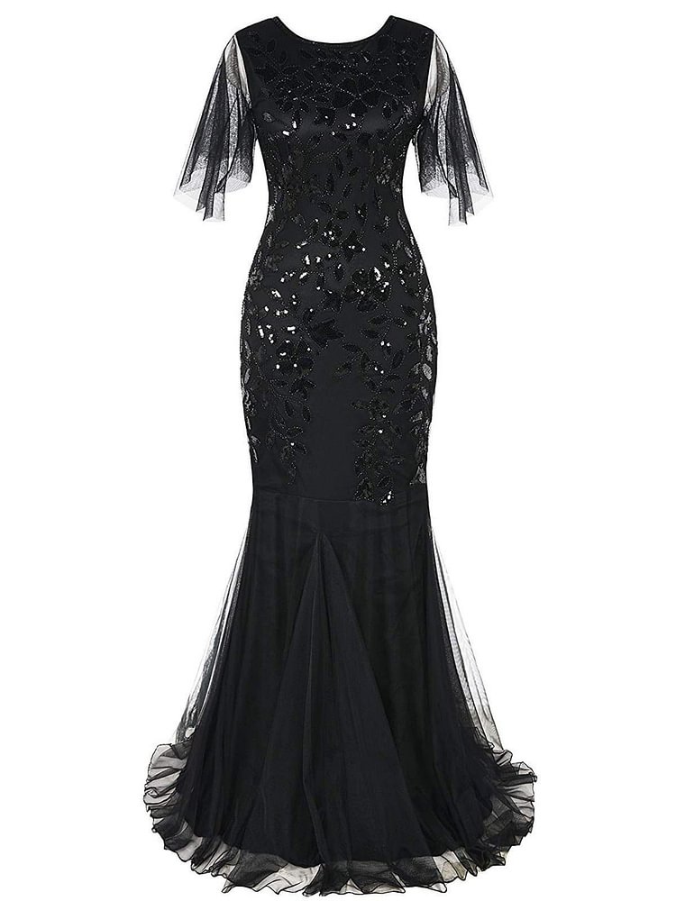 1920s Sequin Maxi Gowns Dress