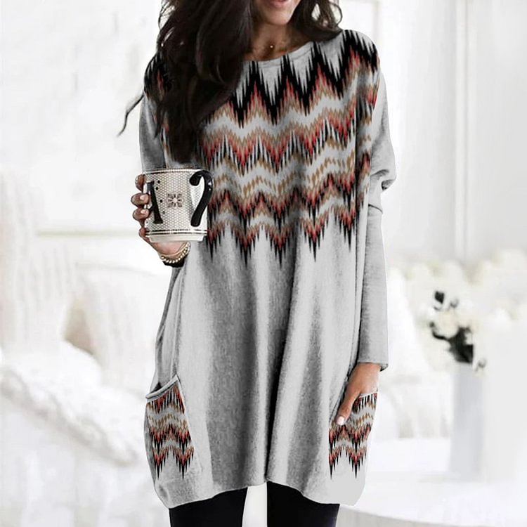 Comstylish Vintage Fellman Island Sweater Textured Tunic