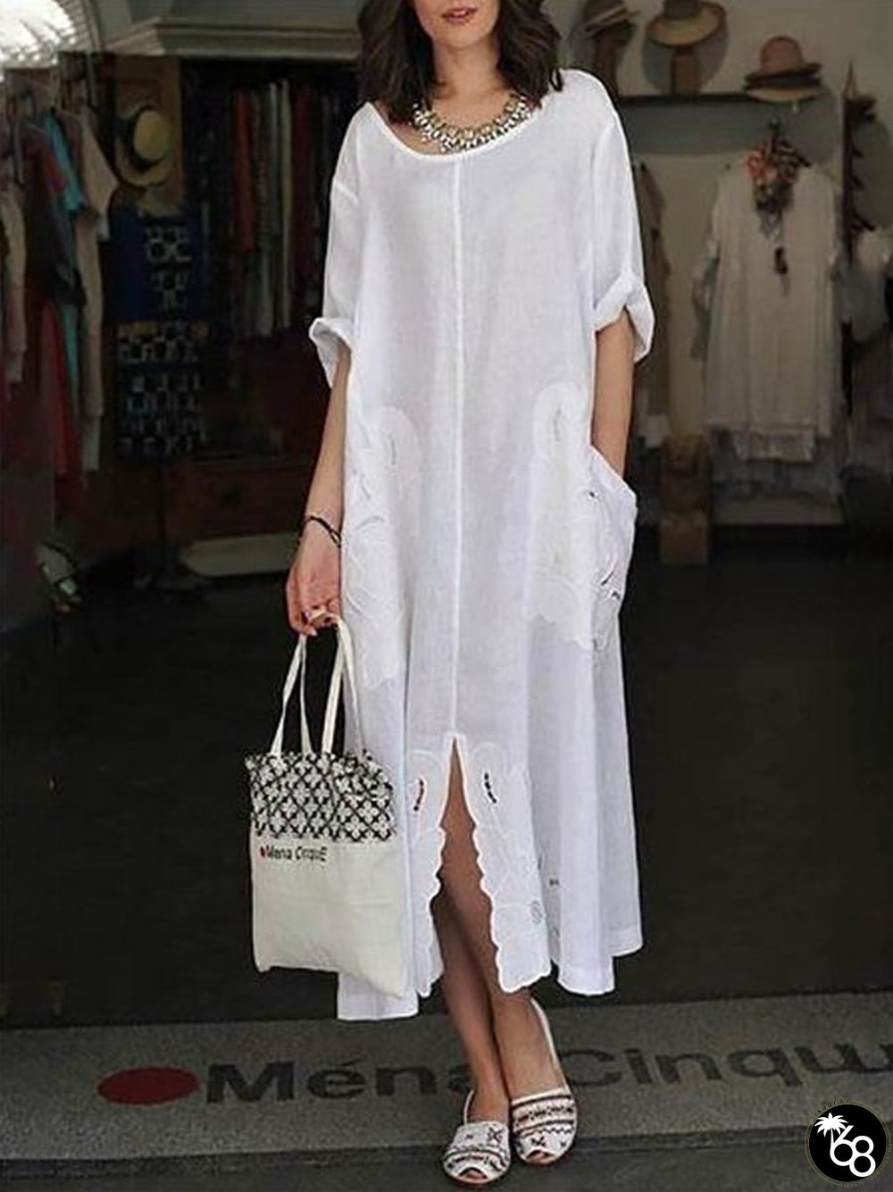 Women's Solid Color Casual Cotton Linen Long Skirt | 168DEAL