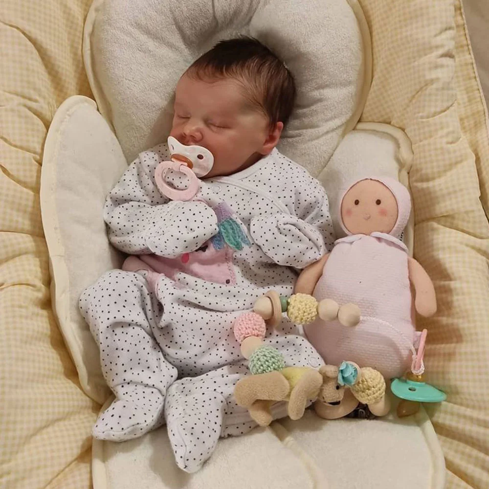 Reuben Floppy Full Body Silicone Newborn Girl Bendable Reborn Mini Sleeping Baby Dolls with Rooted Hair -Creativegiftss® - [product_tag] RSAJ-Creativegiftss®