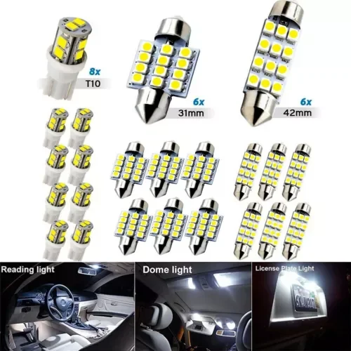Dronehint 20Pcs Car Interior Parts LED Lights Kit For Dome License Plate Lamp Bulb White (For: GMC) Parts