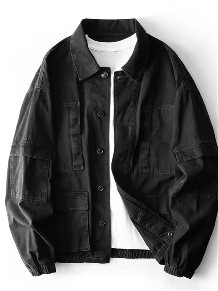 Retro Casual Loose Solid Color Jacket